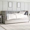 Single Day Bed Sofa with Trundle in Grey Velvet - Sacha