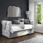 Sacha Velvet Sofa Bed in Silver Grey - Trundle Bed Included