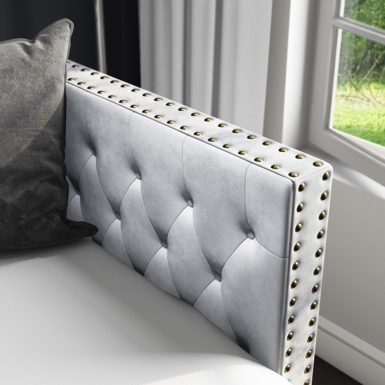 Sacha Velvet Sofa Bed in Silver Grey - Trundle Bed Included