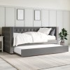Single Day Bed Sofa with Trundle in Dark Grey Velvet - Sacha