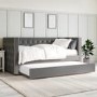 Single Day Bed Sofa with Trundle in Dark Grey Velvet - Sacha