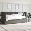 Single Day Bed Sofa with Trundle in Dark Grey Velvet - Sacha
