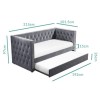 Single Day Bed Sofa with Trundle in Dark Grey Velvet - Sacha