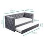 Single Day Bed Sofa with Trundle in Dark Grey Velvet - Sacha