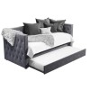 Single Day Bed Sofa with Trundle in Dark Grey Velvet - Sacha
