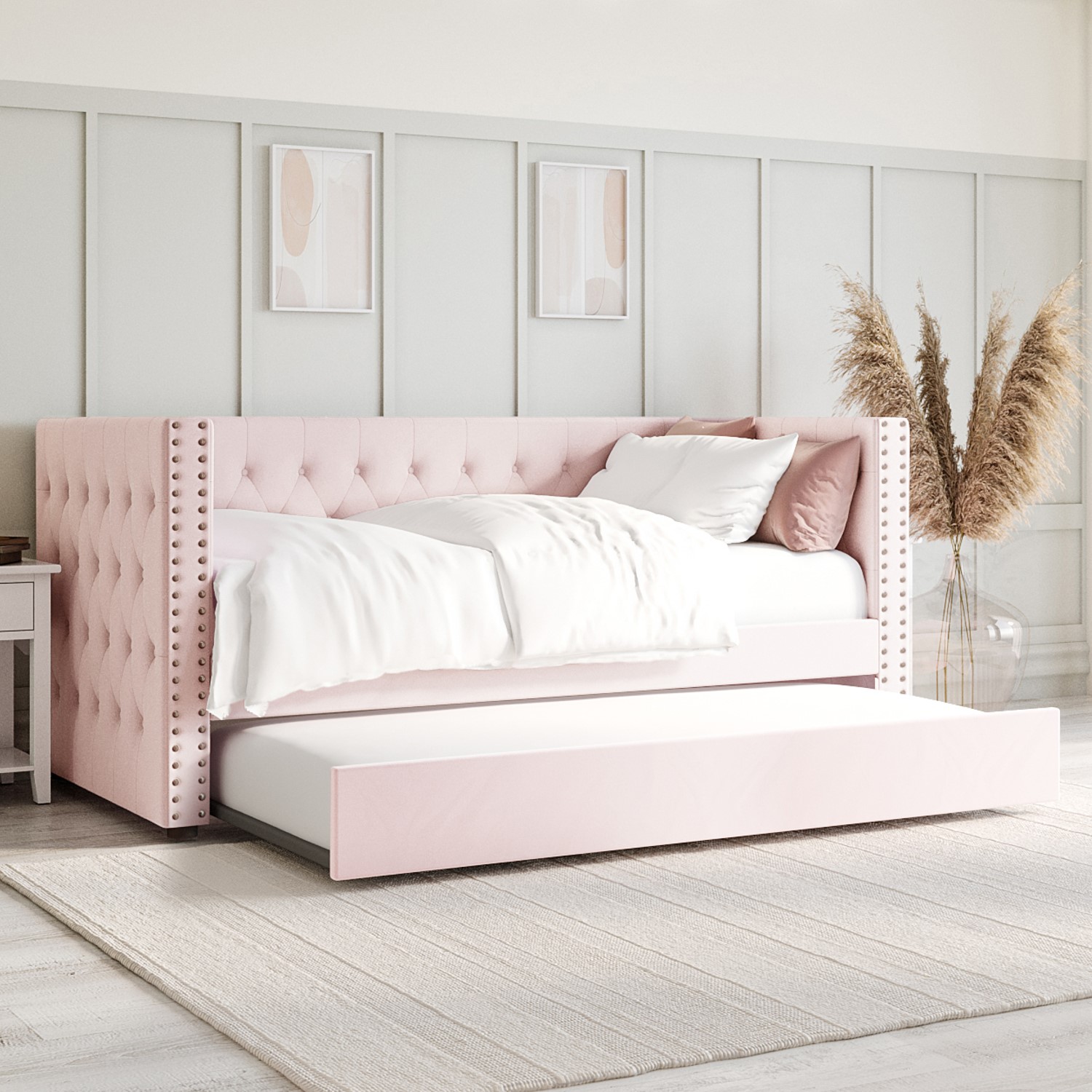 Pink full size daybed with trundle deals