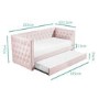 Single Day Bed Sofa with Trundle in Pink Velvet - Sacha