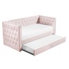 Single Day Bed Sofa with Trundle in Pink Velvet - Sacha