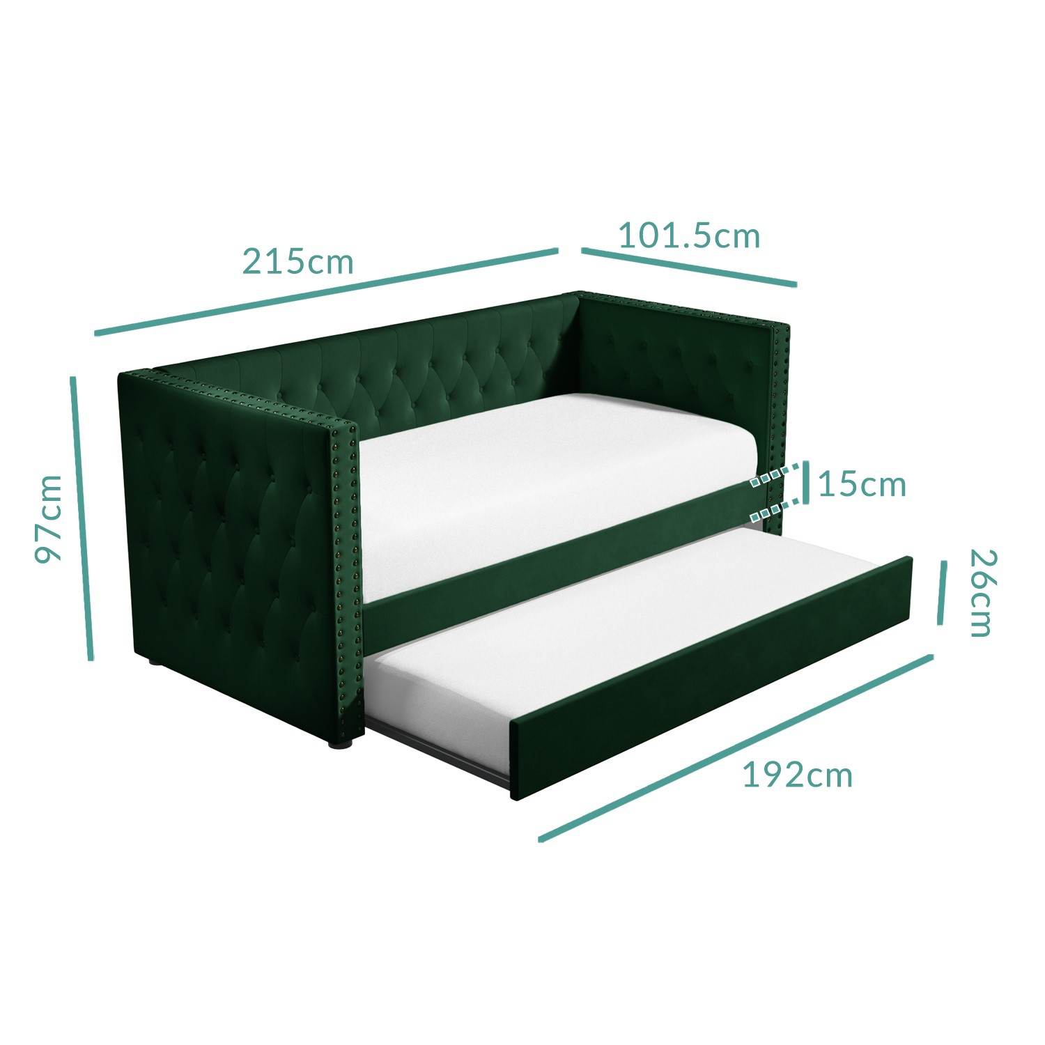 Sacha Velvet Sofa Bed In Bottle Green Trundle Bed Included Buy