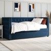 Single Day Bed Sofa with Trundle in Navy Blue Velvet - Sacha