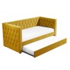 Single Day Bed Sofa with Trundle in Mustard Yellow Velvet - Sacha