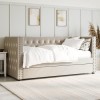 Single Day Bed Sofa with Trundle in Beige Velvet - Sacha