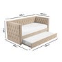 Single Day Bed Sofa with Trundle in Beige Velvet - Sacha