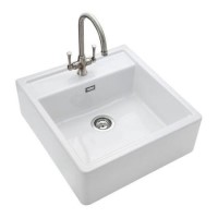 Rangemaster Sandwood Single Bowl Inset White Ceramic Kitchen Sink