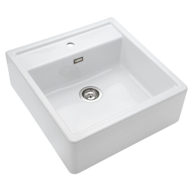 Rangemaster Sandwood Single Bowl Inset White Ceramic Kitchen Sink