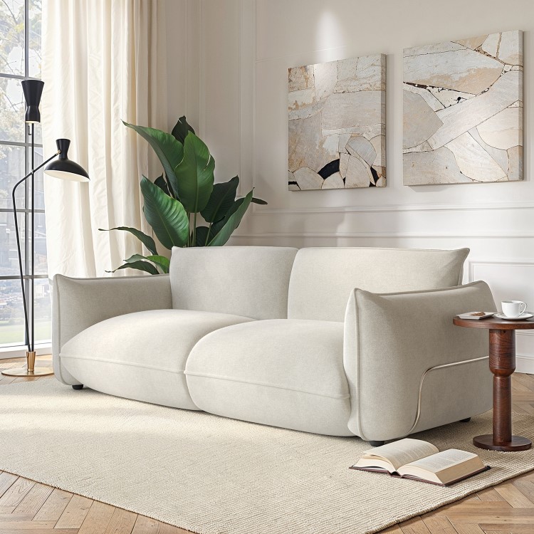 Beige Chenille 3 Seater Cloud Sofa - Santo