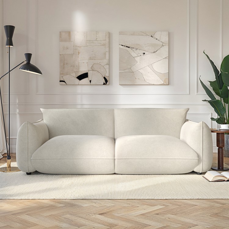 Beige Chenille 3 Seater Cloud Sofa - Santo