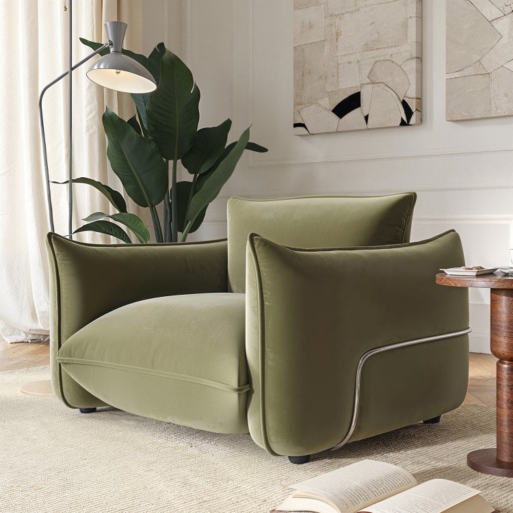 Sage Green Velvet Armchair - Santo