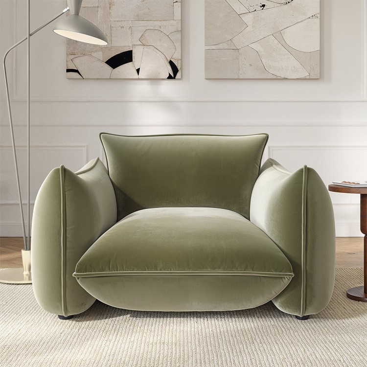 Sage Green Velvet Armchair - Santo