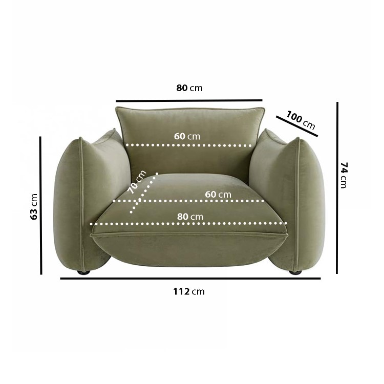 Sage Green Velvet Armchair - Santo