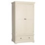 Savannah Solid Wood 2 Door 1 Drawer Wardrobe in Ivory/cream