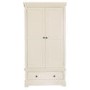 Savannah Solid Wood 2 Door 1 Drawer Wardrobe in Ivory/cream