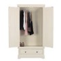 Savannah Solid Wood 2 Door 1 Drawer Wardrobe in Ivory/cream