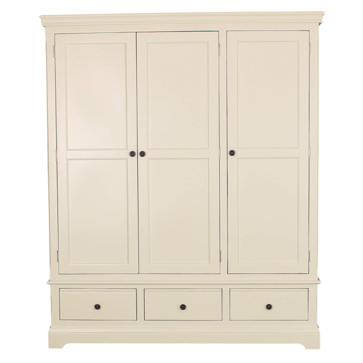 Savannah 3 Door 3 Drawer Triple Wardrobe in Ivory/Cream