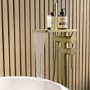 ONLY OPENED - Brushed Brass Freestanding Bath Shower Mixer with Shelf - Savannah