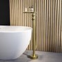 ONLY OPENED - Brushed Brass Freestanding Bath Shower Mixer with Shelf - Savannah