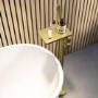 ONLY OPENED - Brushed Brass Freestanding Bath Shower Mixer with Shelf - Savannah