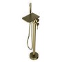 ONLY OPENED - Brushed Brass Freestanding Bath Shower Mixer with Shelf - Savannah