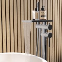 ONLY OPENED - Chrome Freestanding Bath Shower Mixer with Shelf - Savannah