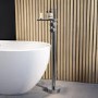 ONLY OPENED - Chrome Freestanding Bath Shower Mixer with Shelf - Savannah