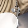 ONLY OPENED - Chrome Freestanding Bath Shower Mixer with Shelf - Savannah