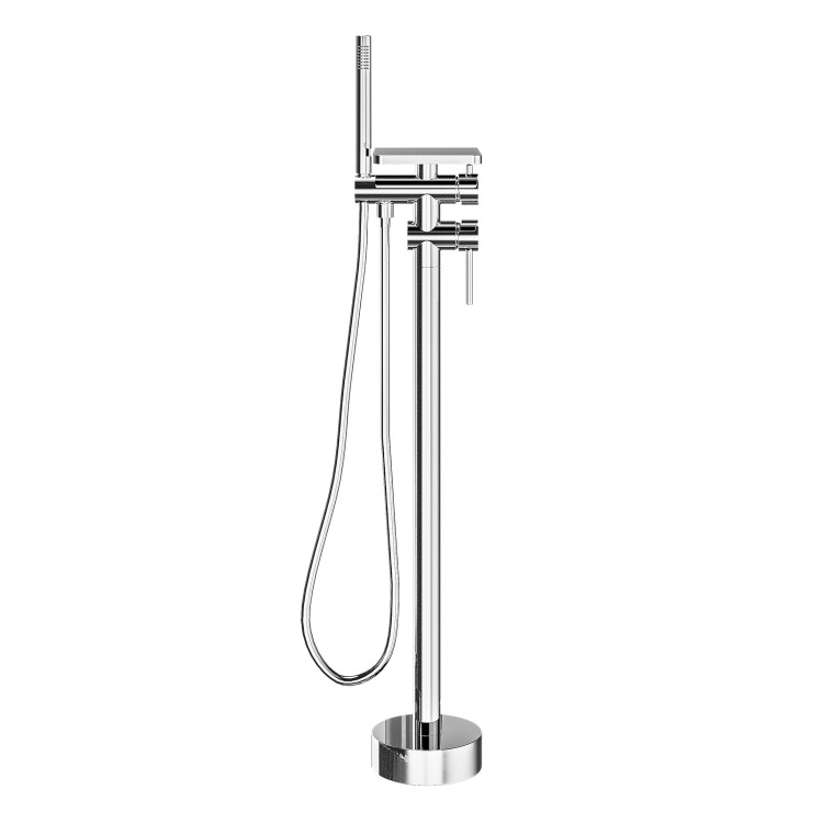 ONLY OPENED - Chrome Freestanding Bath Shower Mixer with Shelf - Savannah
