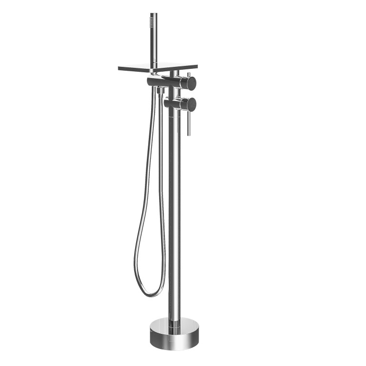 ONLY OPENED - Chrome Freestanding Bath Shower Mixer with Shelf - Savannah