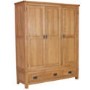 Rustic Saxon Oak 3 Door 2 Drawer Wardrobe