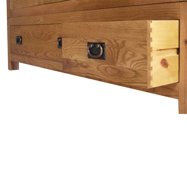 Rustic Saxon Oak 3 Door 2 Drawer Wardrobe