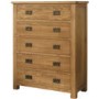 Rustic Saxon Oak Chest of Drawers with 5 Drawers