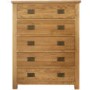 Rustic Saxon Oak Chest of Drawers with 5 Drawers
