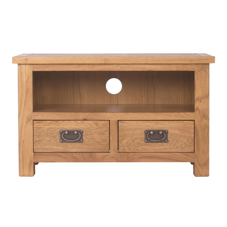 Rustic Saxon Small TV Unit in Solid Oak - TV's up to 31"