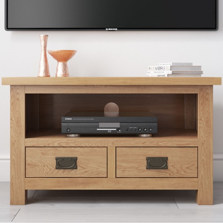 Rustic Saxon Small TV Unit in Solid Oak - TV's up to 31"