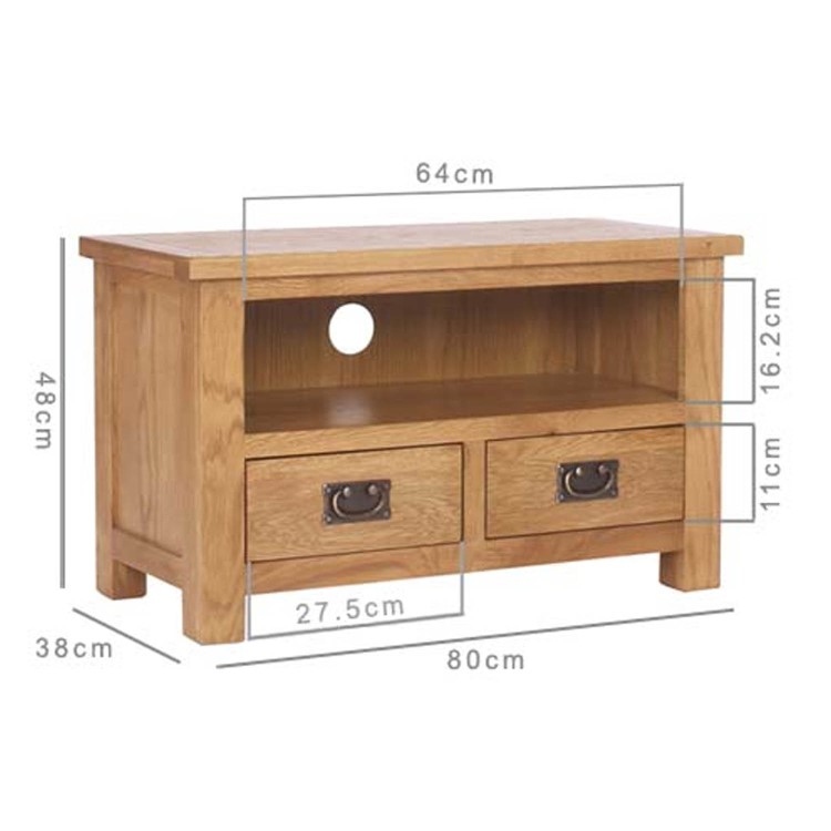 Rustic Saxon Small TV Unit in Solid Oak - TV's up to 31"