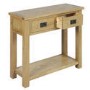 Solid Oak Console Table with Storage - Rustic Saxon