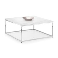 White Marble & Silver Coffee Table - Julian Bowen Scala White Marble & Silver Coffee Table - Julian Bowen Scala