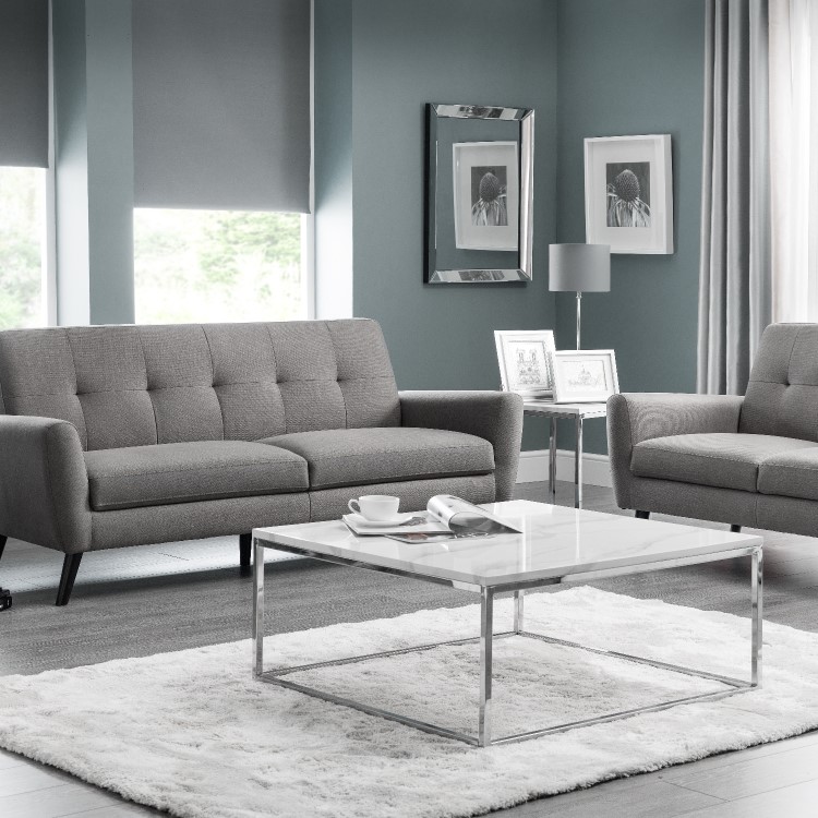 White Marble & Silver Coffee Table - Julian Bowen Scala