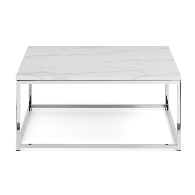 White Marble & Silver Coffee Table - Julian Bowen Scala