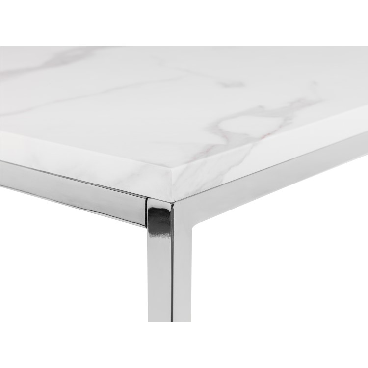 White Marble & Silver Coffee Table - Julian Bowen Scala