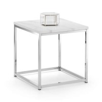 White Marble Side Table with Silver Legs - Julian Bowen Scala White Marble Side Table with Silver Legs - Julian Bowen Scala